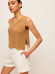 Side Tie Detail Knitted Sleeveless Top