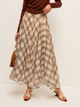 Semi-Sheer Plaid Chiffon Skirt