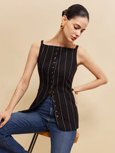 Linen & Cotton Sleeveless Buttoned Vest