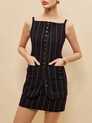 Linen & Cotton Sleeveless Buttoned Vest