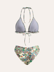 Tie-Back Bikini Set with Paisley Print Cover-Up