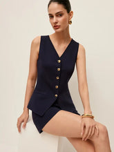 Knitted Button-Front Vest With Shorts Set