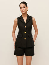 Cotton & Linen Button Detail Pockets Vest