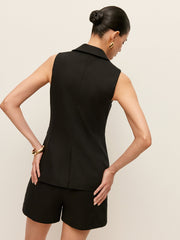 Cotton & Linen Button Detail Pockets Vest