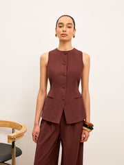 Button-Up Vest With Pocket Detail