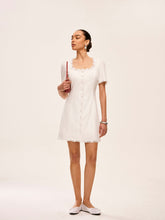 Cotton & Linen Lace-Trimmed Button-Detail Dress