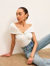 Twist Front Metal Ring Detail Top