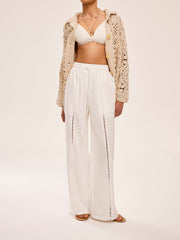 High-Waist Semi-Sheer Pants With Pockets