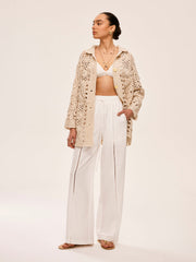 High-Waist Semi-Sheer Pants With Pockets