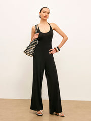 Knit Backless Sleeveless Scoop Neck Jumpsuit