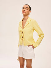 Collared Tie-Front Blouse