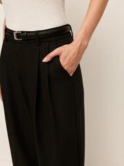 Belted Wide-Leg High-Waist Pants With Pockets