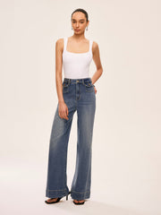 Mid-Waist Decor Pocket Pants