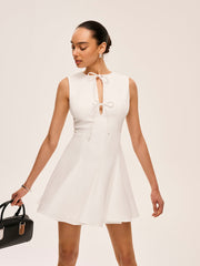 Crew-Neck Tie-Bow Dress