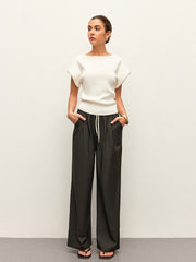 High-Waist Pocket Detail Drawstring Pants