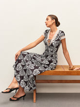 Floral Print V-Neck Tie-Bow Dress