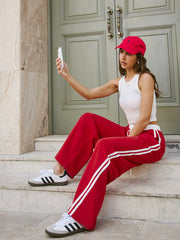 Mid-Waist Drawstring Sweatpants With Side Stripe