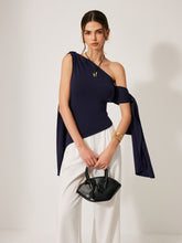 One-Shoulder Draped Tie Detail Top