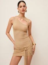 One-Shoulder Knotted Front Dress