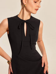 Ruffled Hem Keyhole Tie Detail Dress