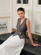 V-Neck Metal Tie-Back Vest With Belt