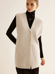 Wool-Blend Breasted Sweater Vest