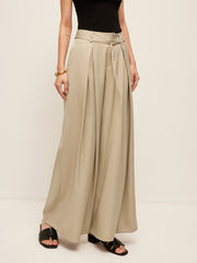 High-Waist Pockets Belted Pants