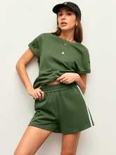 Cotton Stripe Side Detail Shorts Set