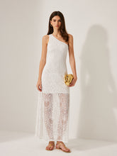 Semi-Sheer Lace One-Shoulder Dress