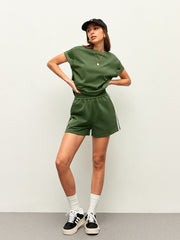 Cotton Stripe Side Detail Shorts Set