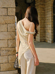 Cotton & Linen Asymmetrical Blouse