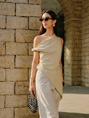 Cotton & Linen Asymmetrical Blouse