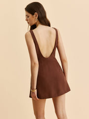 Low Back Sleeveless Flared Dress
