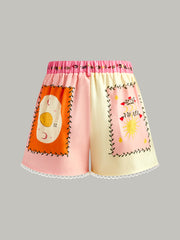 Belted Floral Print Shorts Set