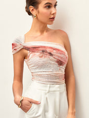 Tie-Dye One-Shoulder Top