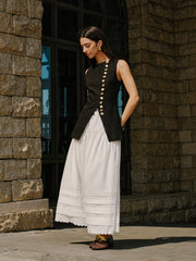 Linen Blend Button-Detail Vest