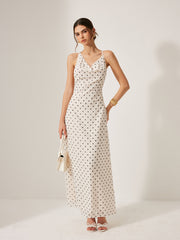Chiffon Backless Polka Dot Tie Dress