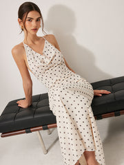 Chiffon Backless Polka Dot Tie Dress