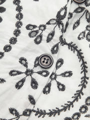 Embroidered V-Neck Belted Dress