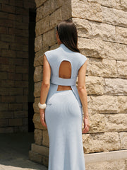 Backless Ribbed Knit Top