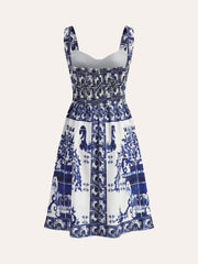 Boho Floral Print Ruffle Dress