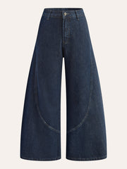 Cotton Mid-Waist Wide-Leg Jeans