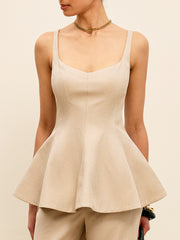 Back Zipper Peplum Flare Top