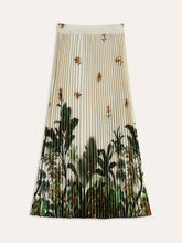 Boho Print Mid-Waist Oversized Pleated Zipper Skirt