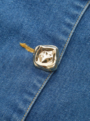 Denim Halter Top With Button Details