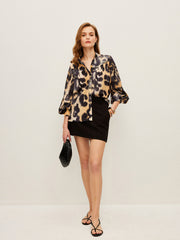 Leopard Print Button-Up Shirt