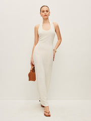 Semi-Sheer Knit Backless Dress