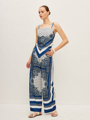 Back Tie Printed Pants Set