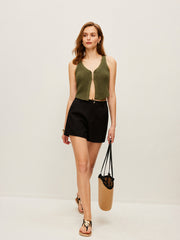 Knit Top With Front Closure