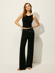 Sleeveless Top Pants Set Without Belt